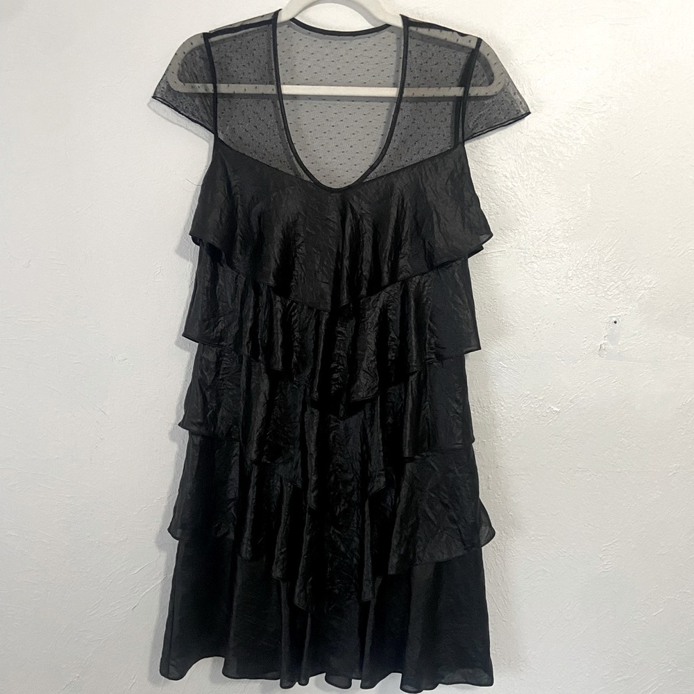 BCBGMAXAZRIA Black Shimmer Flapper Cocktail Party Dress